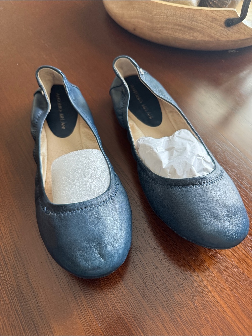 Antonio Melani Leather Ballet Flats in Navy - Women